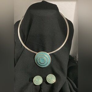 VINTAGE BERGERE ELEGANT SILVER TONE SAND SPIRAL DESIGN BROOCH & CLIP EARRINGS